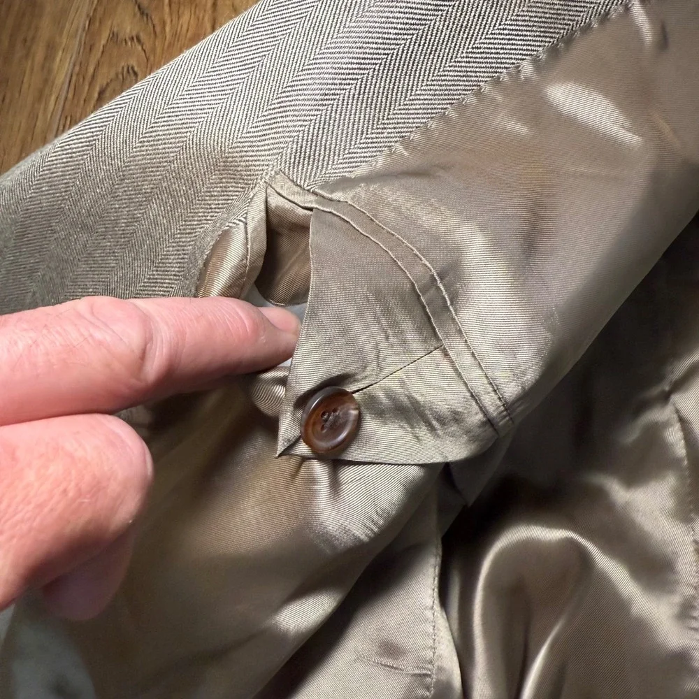 Ralph‎ Lauren 100% Silk Blazer Men's 46R Brown Tan Luxury Sport Coat Career